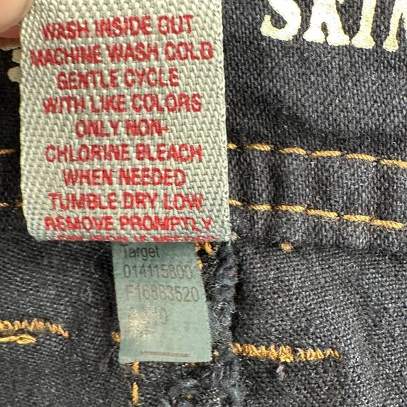 Mossimo Supply Co Dark Wash Contrast Stitching Five Pocket Skinny Jeans 13 - Picture 4 of 7